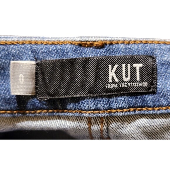 Kut from the Kloth REESE High Rise Ankle Straight Denim Jeans Raw Hem Size 0 29W - Picture 6 of 7